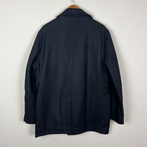 Michael Kors Jacket Mens Large Black Peacoat‎ Double Breasted Wool Blend Lined L - Picture 7 of 16